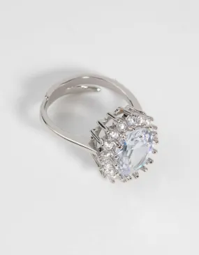 Silver Statement Sparkle Adjustable Ring