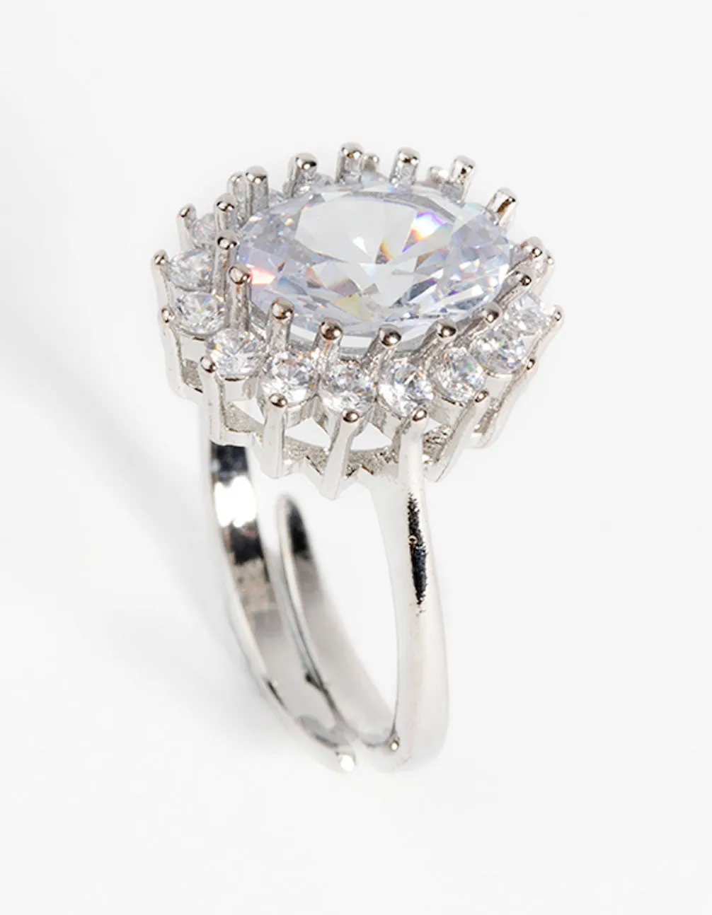 Silver Statement Sparkle Adjustable Ring