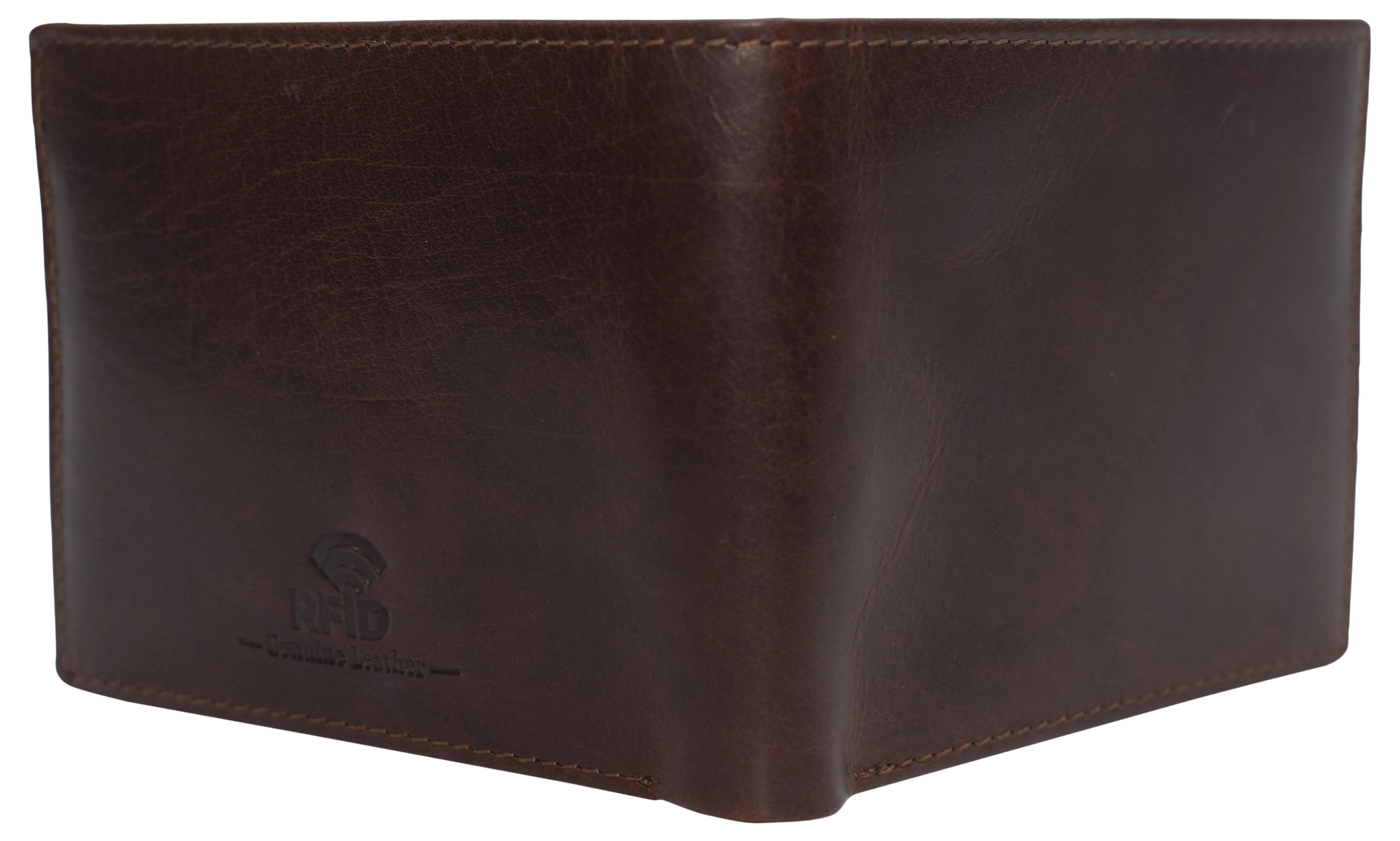 Slim Leather Bifold Wallets For Men - Minimalist Mens Wallet RFID Blocking Card Holder With ID Window Gifts For Men