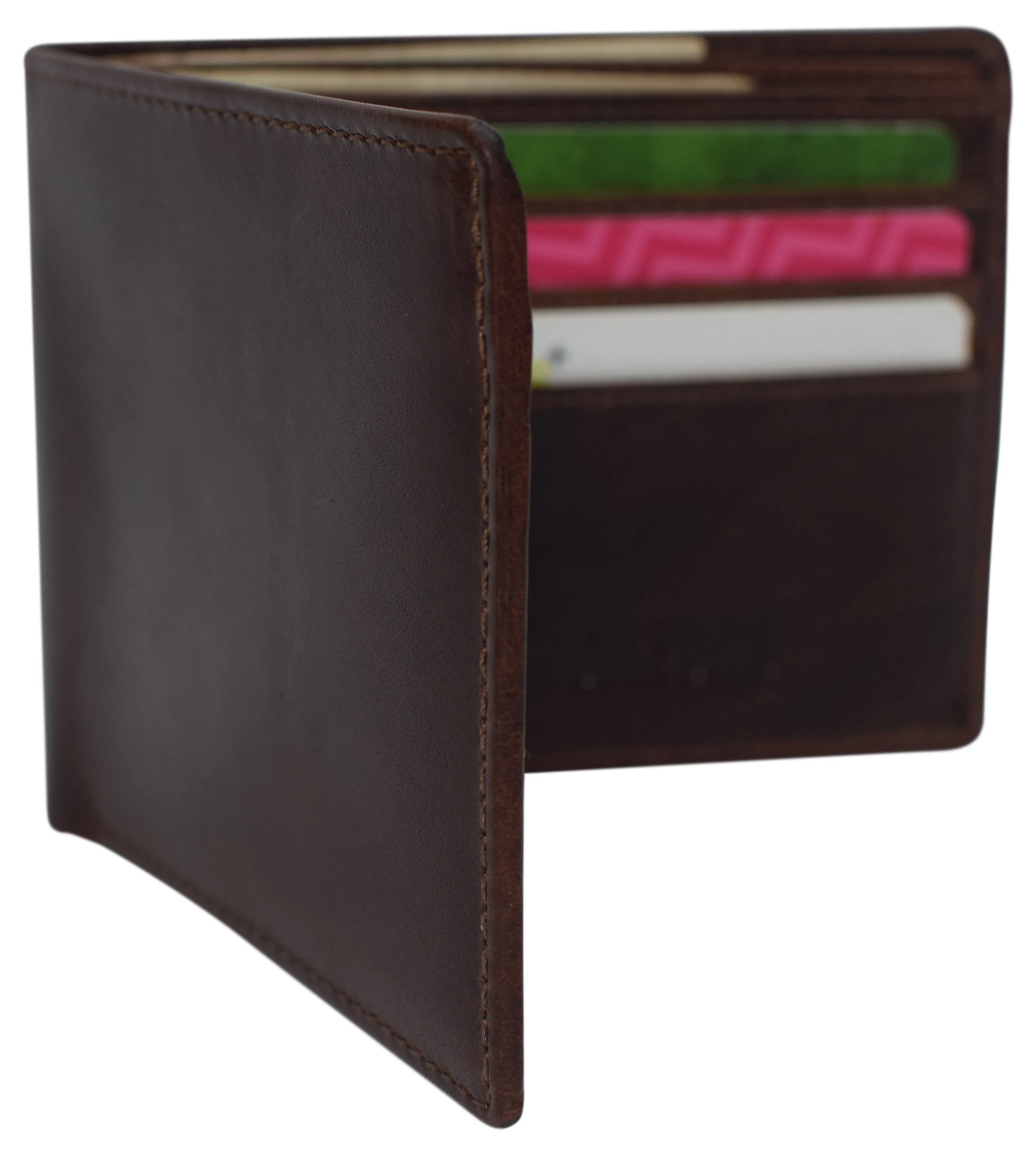 Slim Leather Bifold Wallets For Men - Minimalist Mens Wallet RFID Blocking Card Holder With ID Window Gifts For Men
