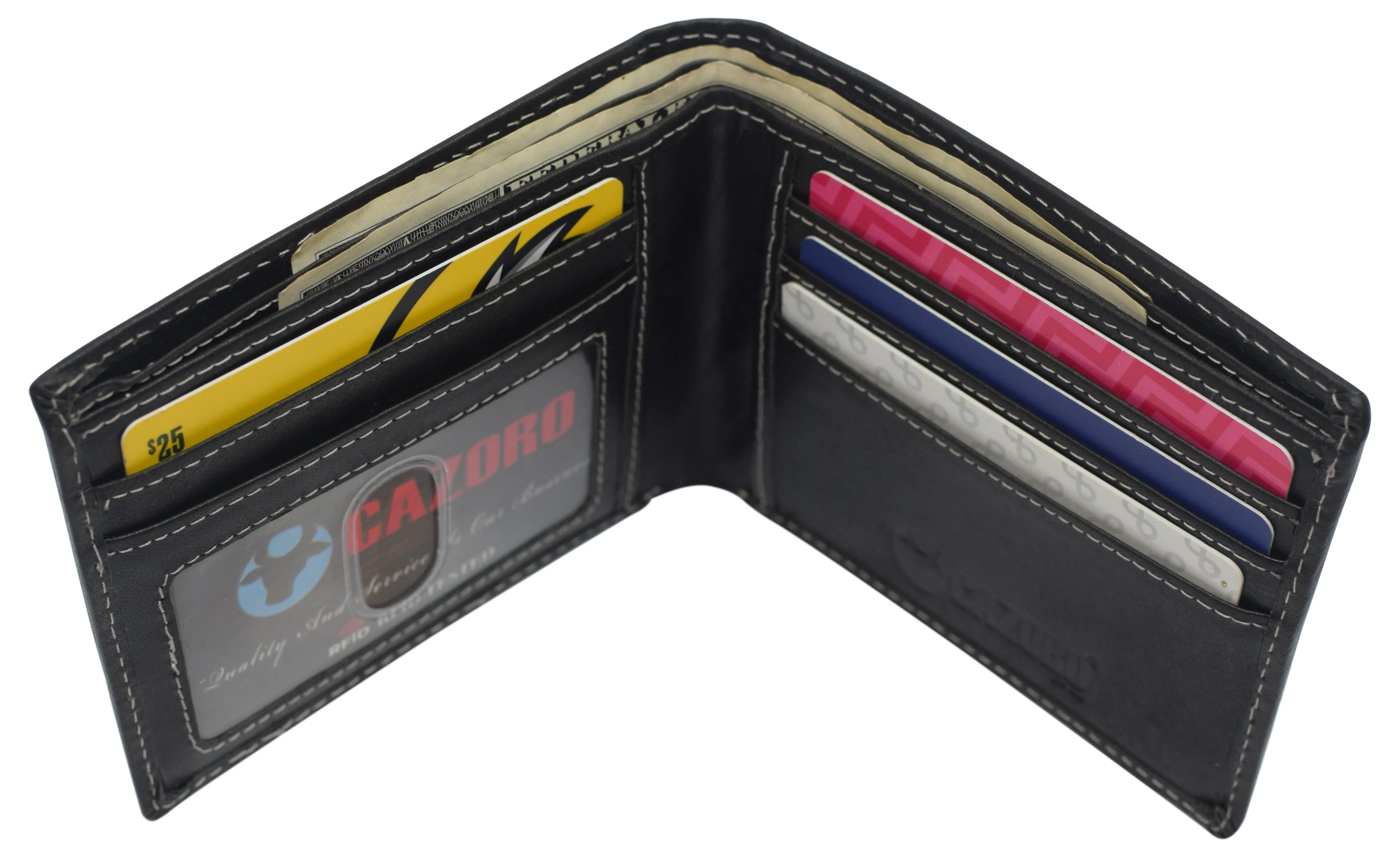 Slim Leather Bifold Wallets For Men - Minimalist Mens Wallet RFID Blocking Card Holder With ID Window Gifts For Men