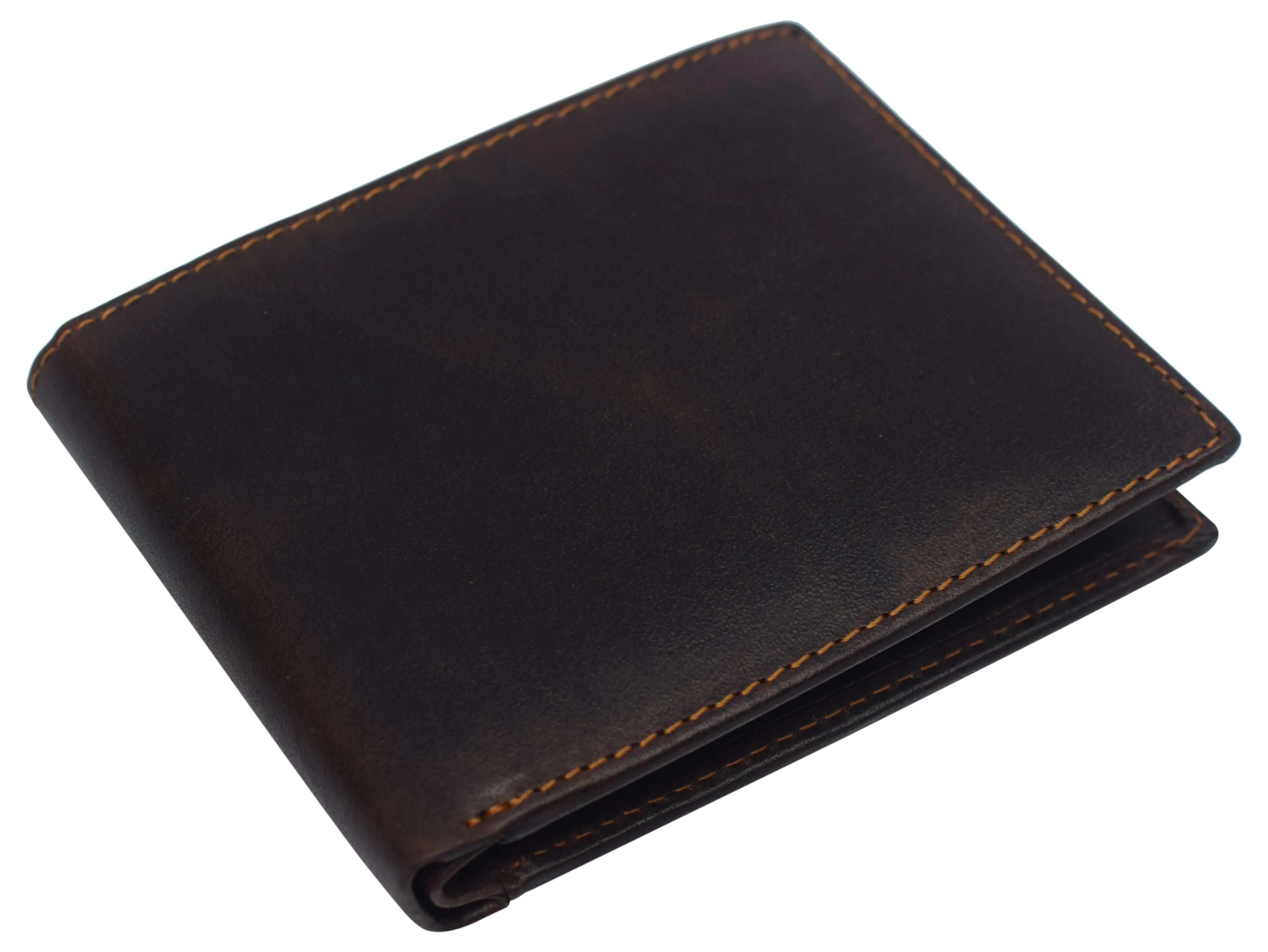Slim Leather Bifold Wallets For Men - Minimalist Mens Wallet RFID Blocking Card Holder With ID Window Gifts For Men