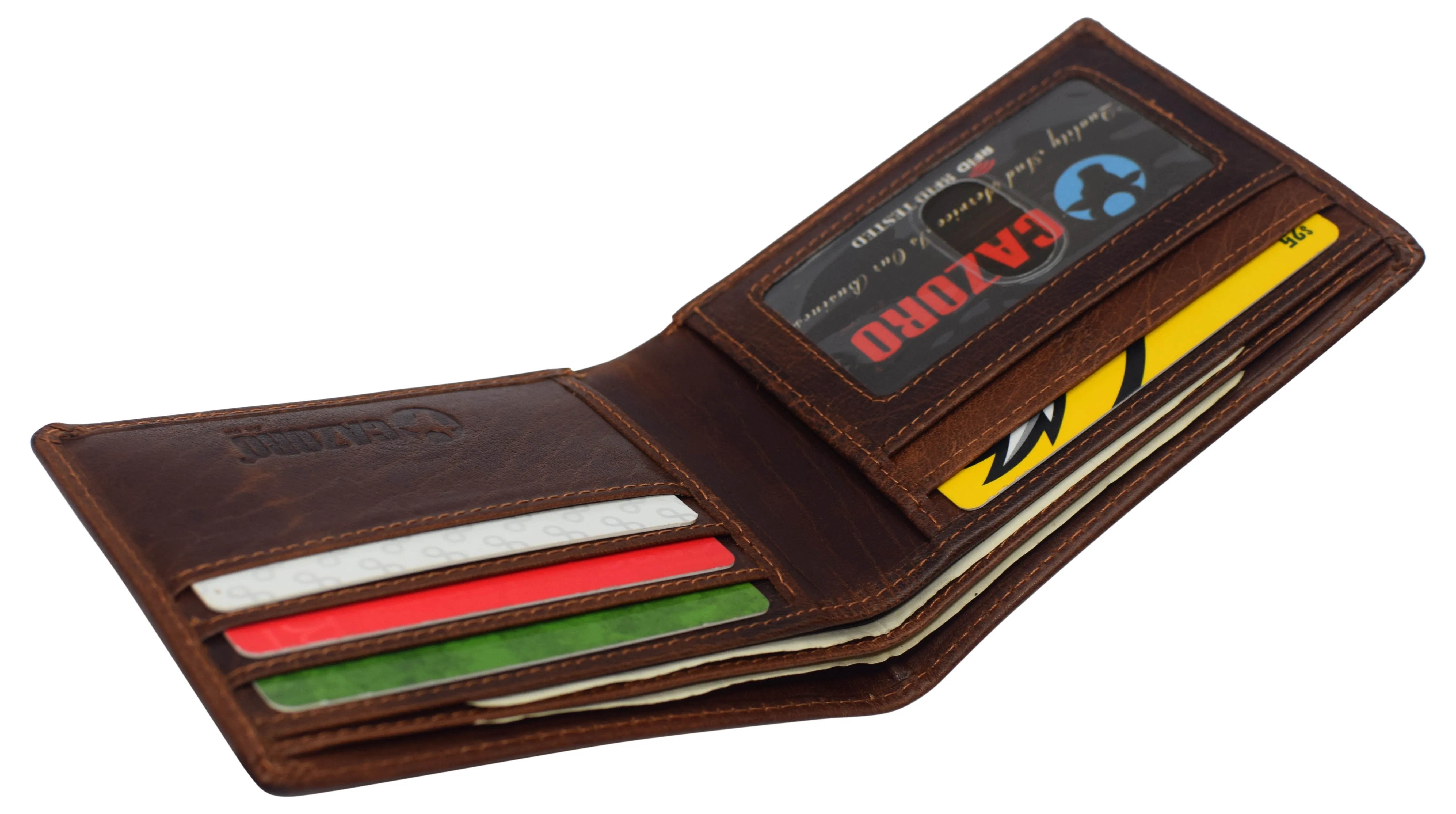 Slim Leather Bifold Wallets For Men - Minimalist Mens Wallet RFID Blocking Card Holder With ID Window Gifts For Men
