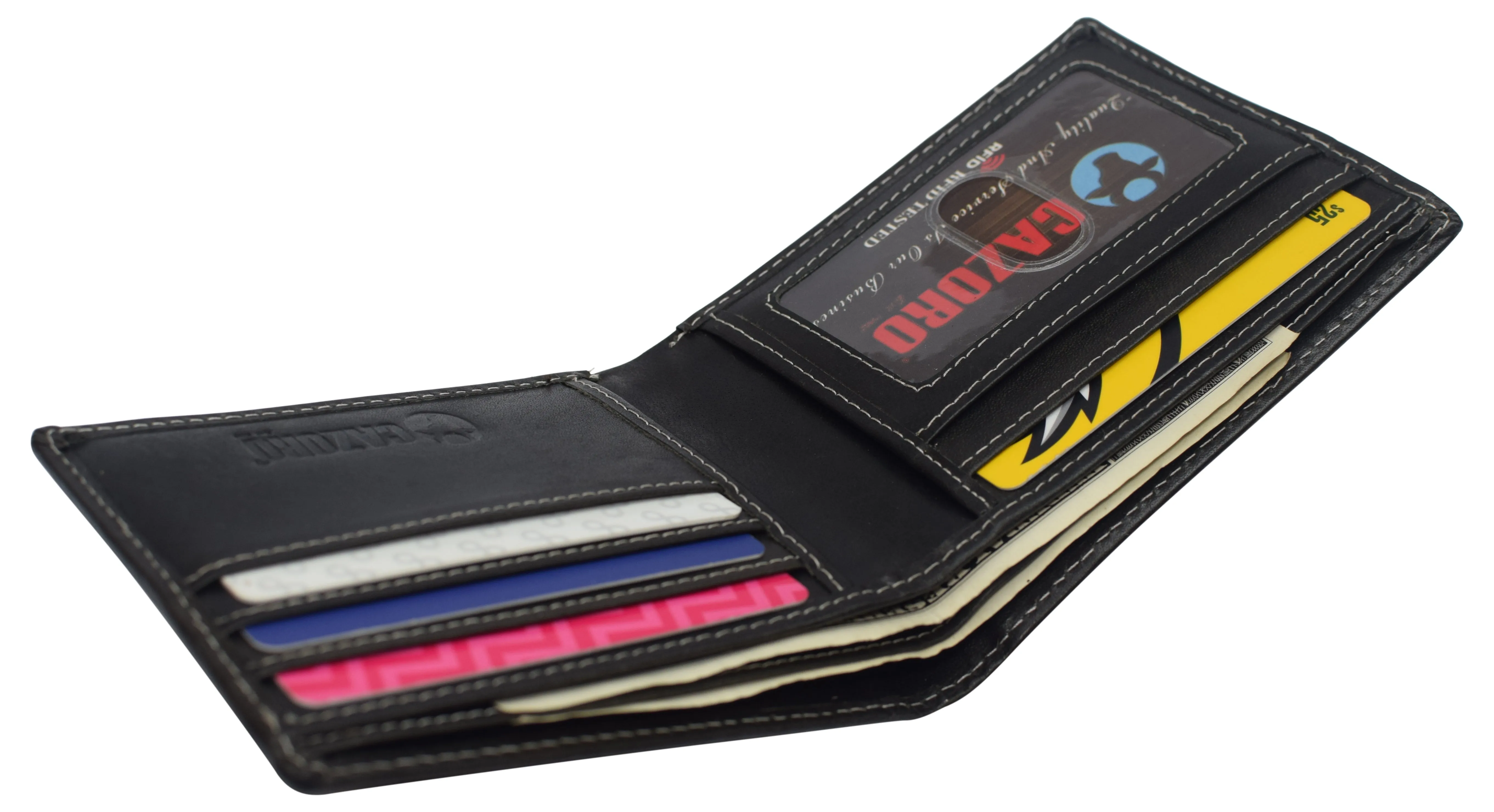 Slim Leather Bifold Wallets For Men - Minimalist Mens Wallet RFID Blocking Card Holder With ID Window Gifts For Men