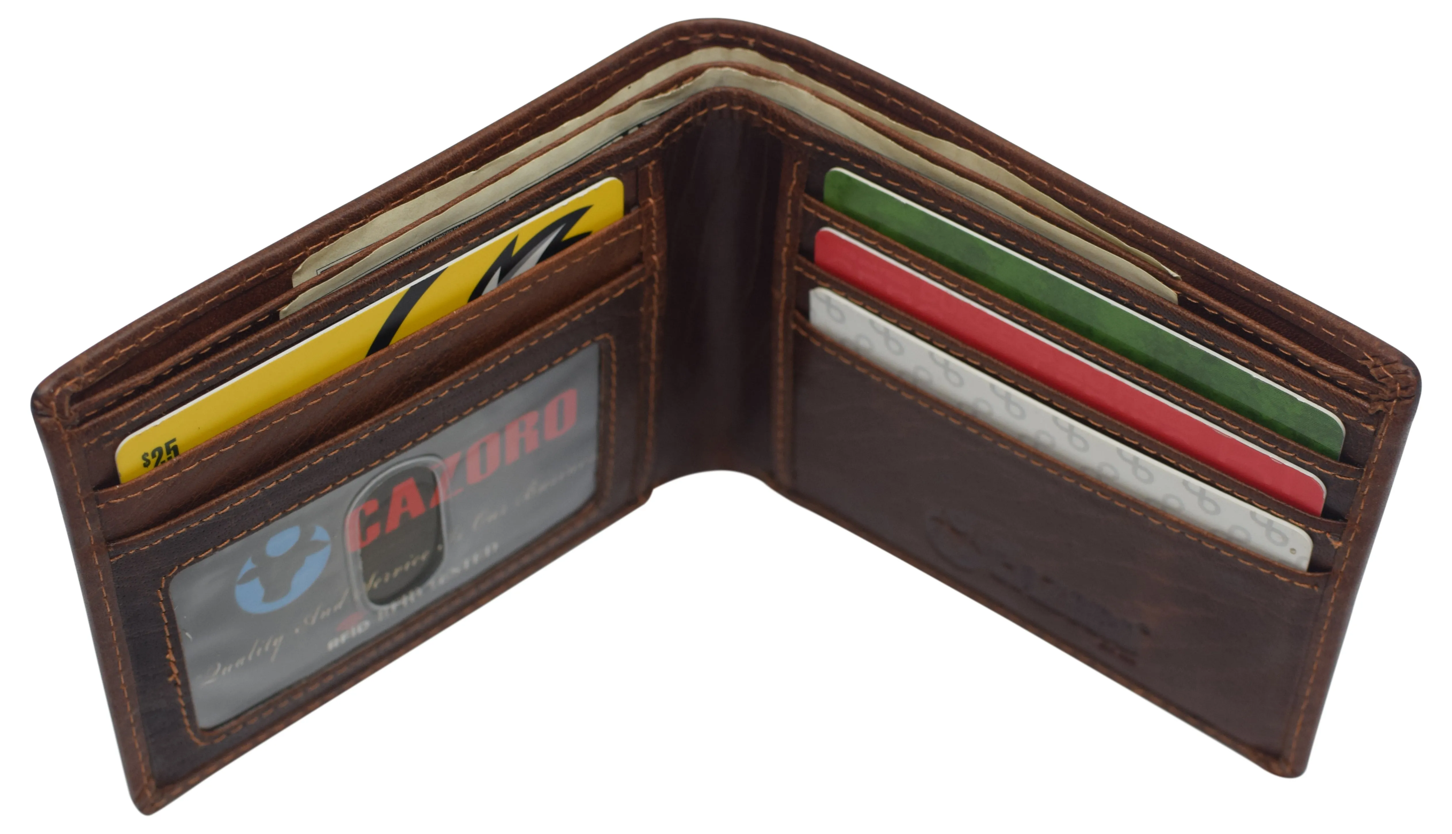 Slim Leather Bifold Wallets For Men - Minimalist Mens Wallet RFID Blocking Card Holder With ID Window Gifts For Men
