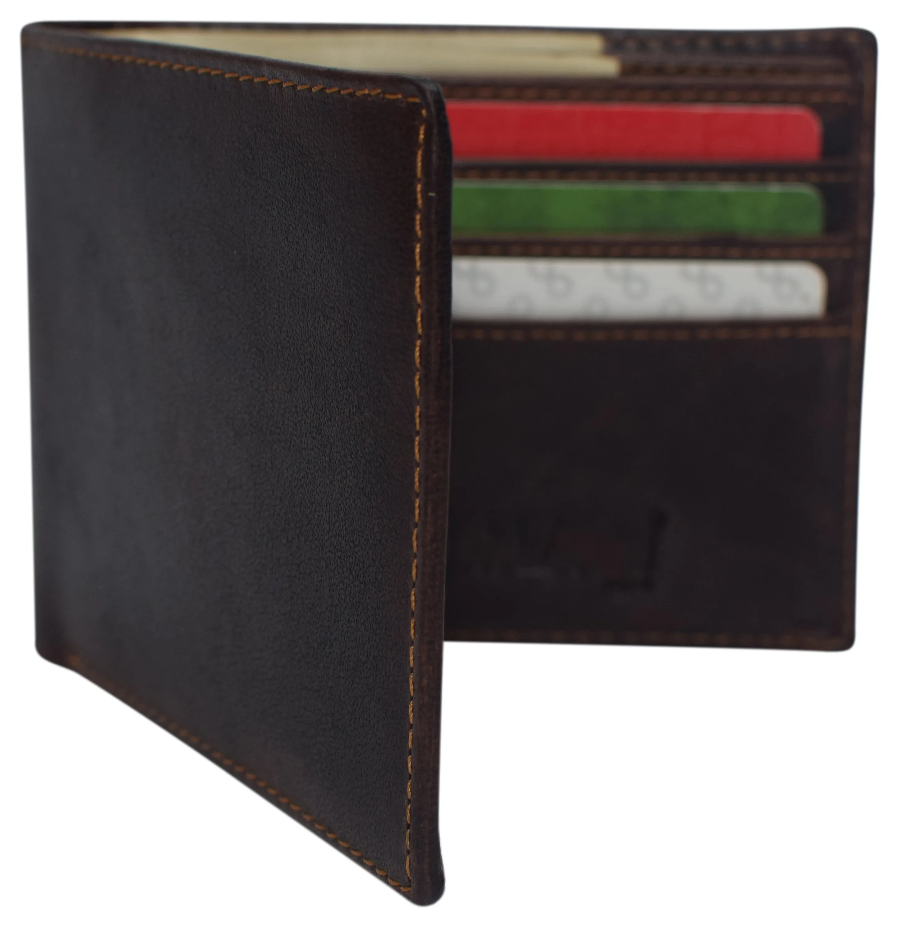 Slim Leather Bifold Wallets For Men - Minimalist Mens Wallet RFID Blocking Card Holder With ID Window Gifts For Men