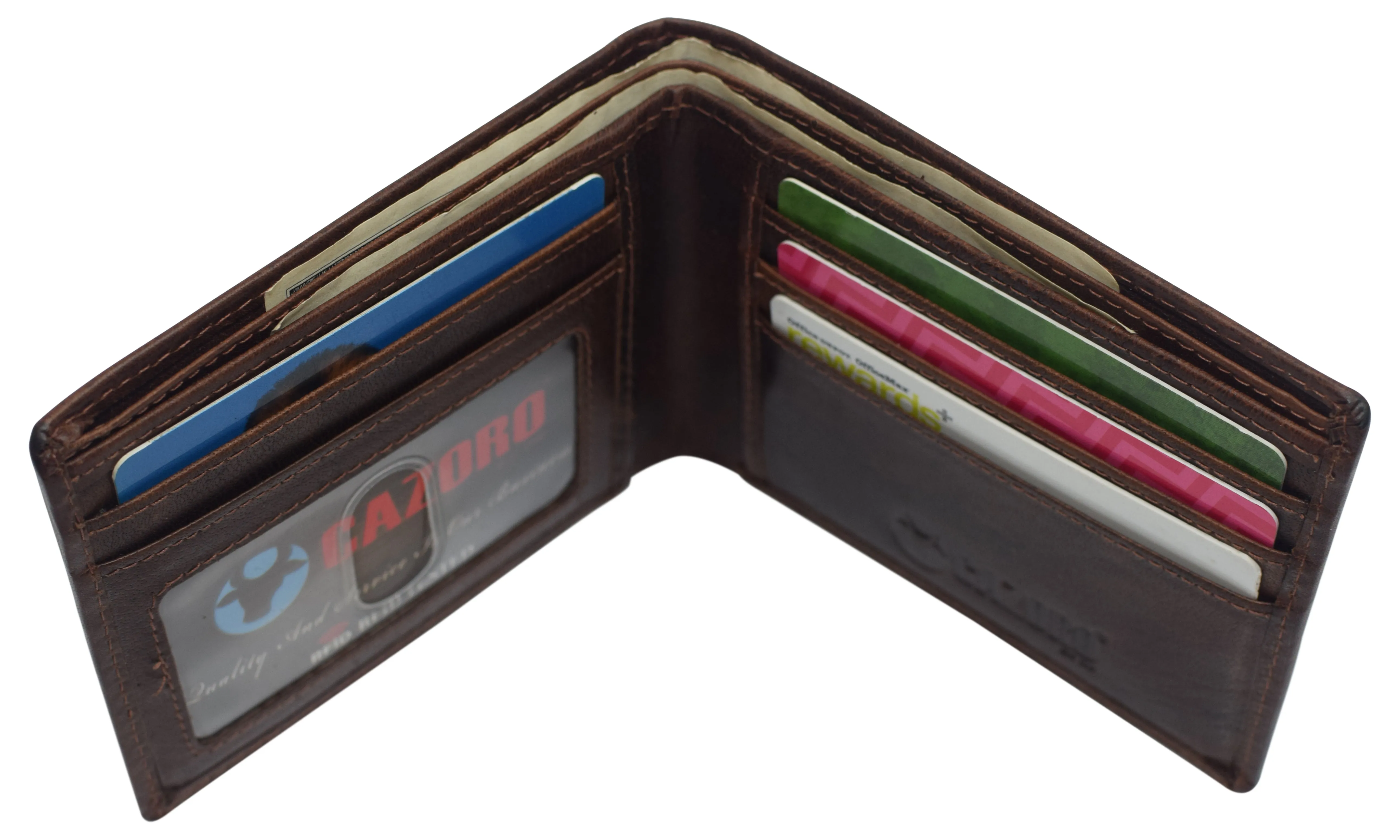 Slim Leather Bifold Wallets For Men - Minimalist Mens Wallet RFID Blocking Card Holder With ID Window Gifts For Men