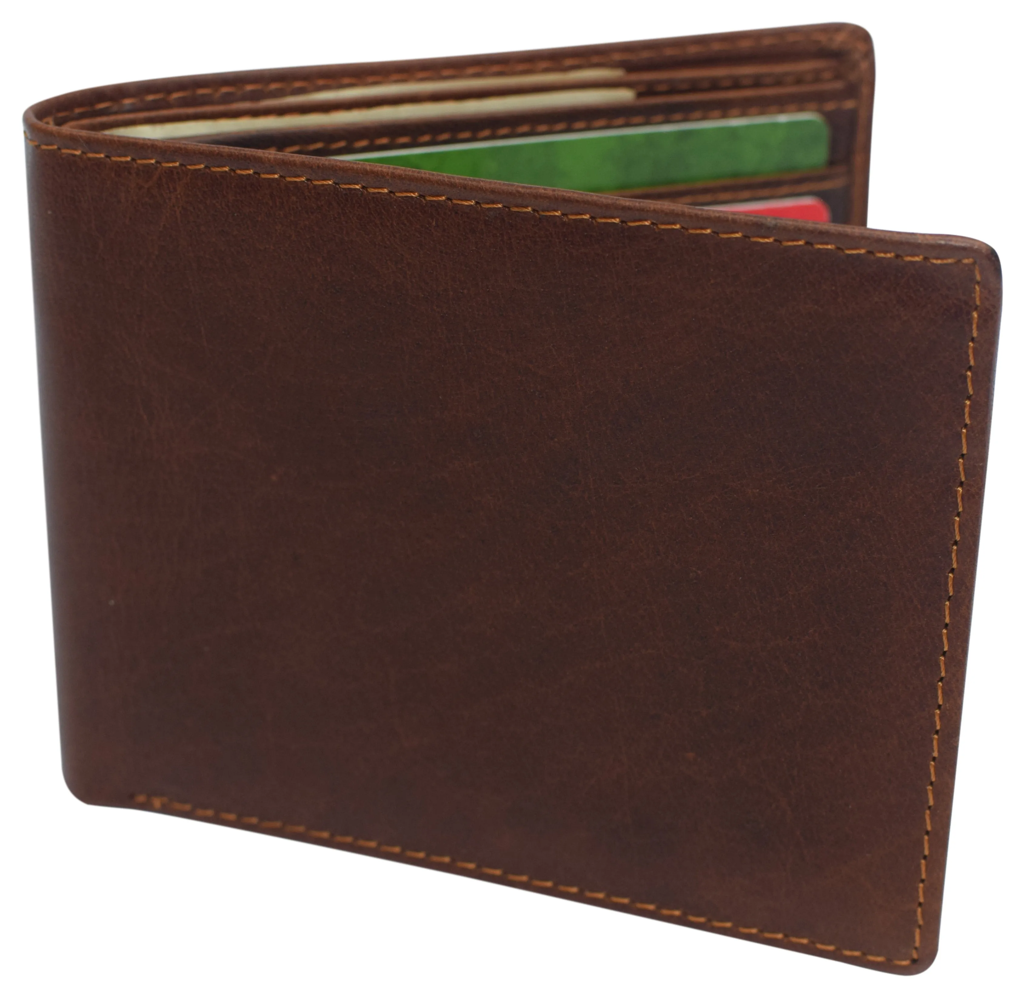 Slim Leather Bifold Wallets For Men - Minimalist Mens Wallet RFID Blocking Card Holder With ID Window Gifts For Men