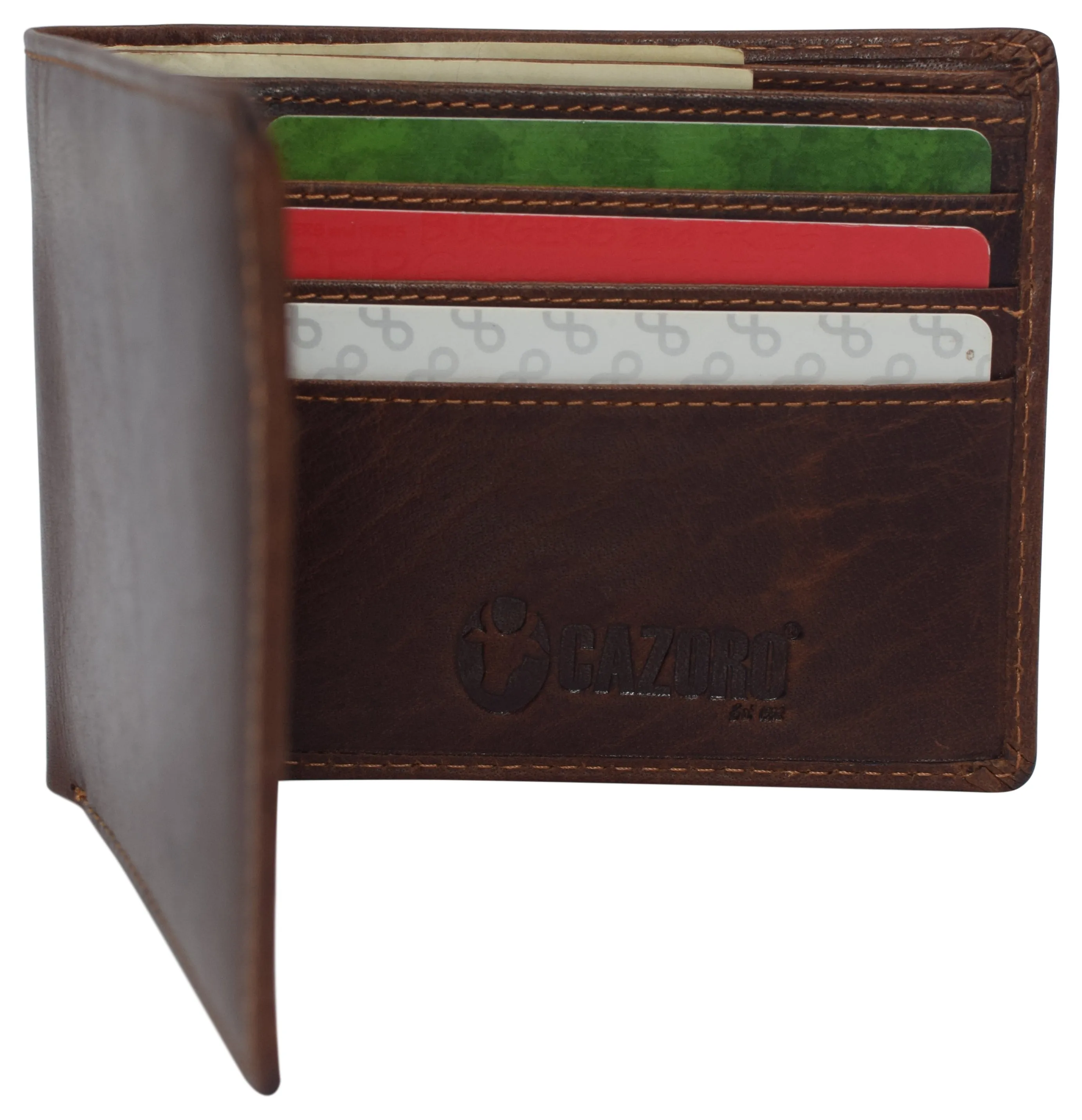 Slim Leather Bifold Wallets For Men - Minimalist Mens Wallet RFID Blocking Card Holder With ID Window Gifts For Men