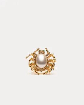 Spider Ring Gold White