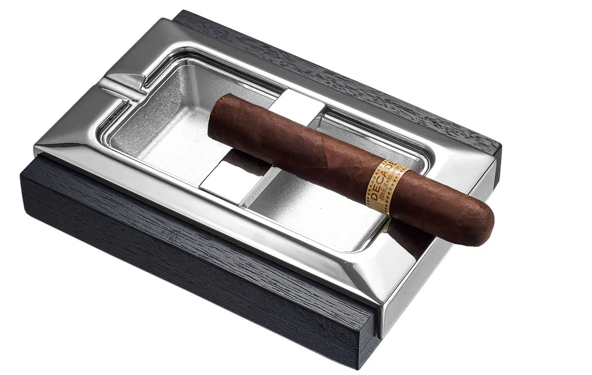 Stadium Dard Wood and Metal Rectangular Cigar Ashtray
