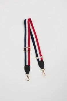 Striped Bag Strap | Red, White   Blue