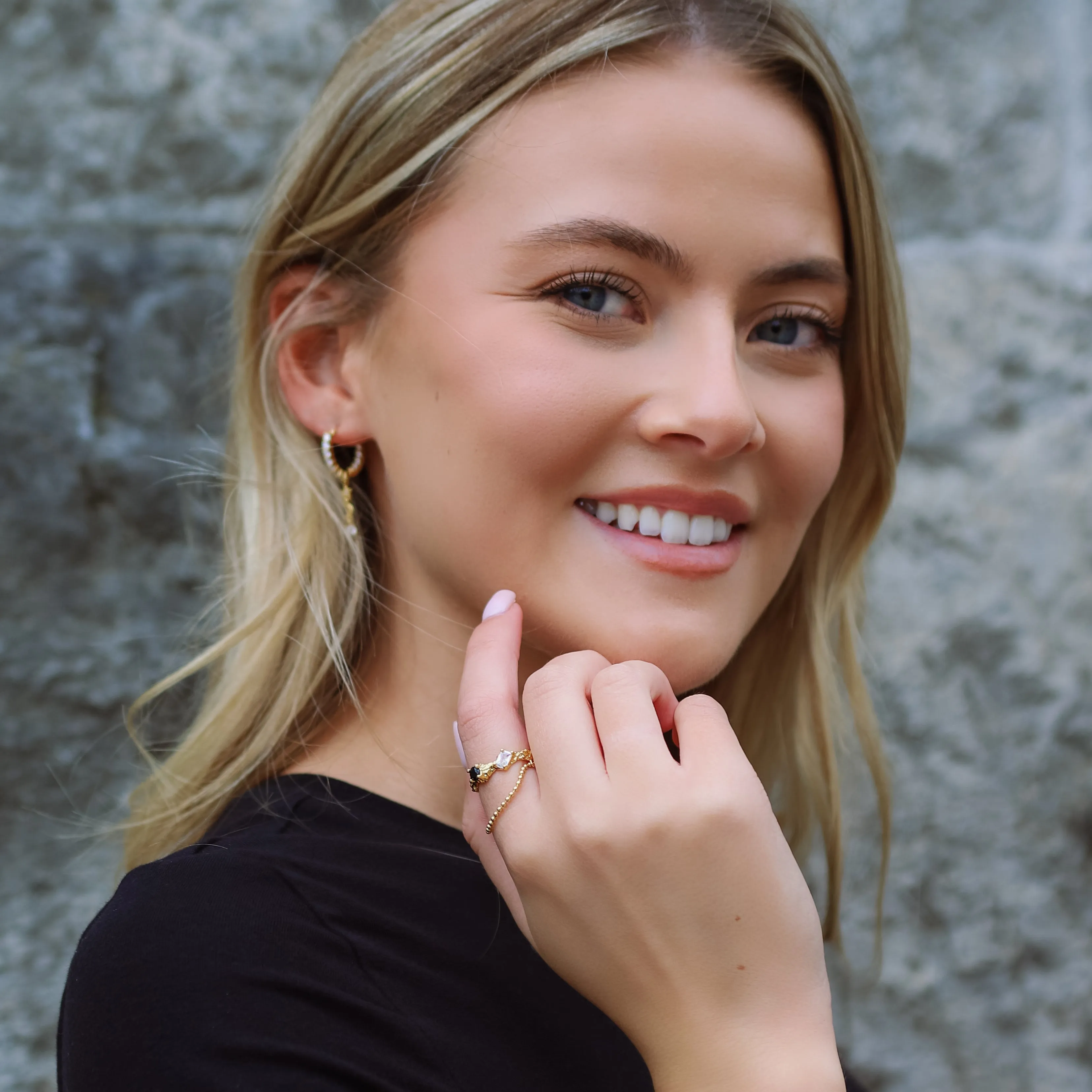 Sutton Hammered Chain Layer Ring | 18K Gold Plated