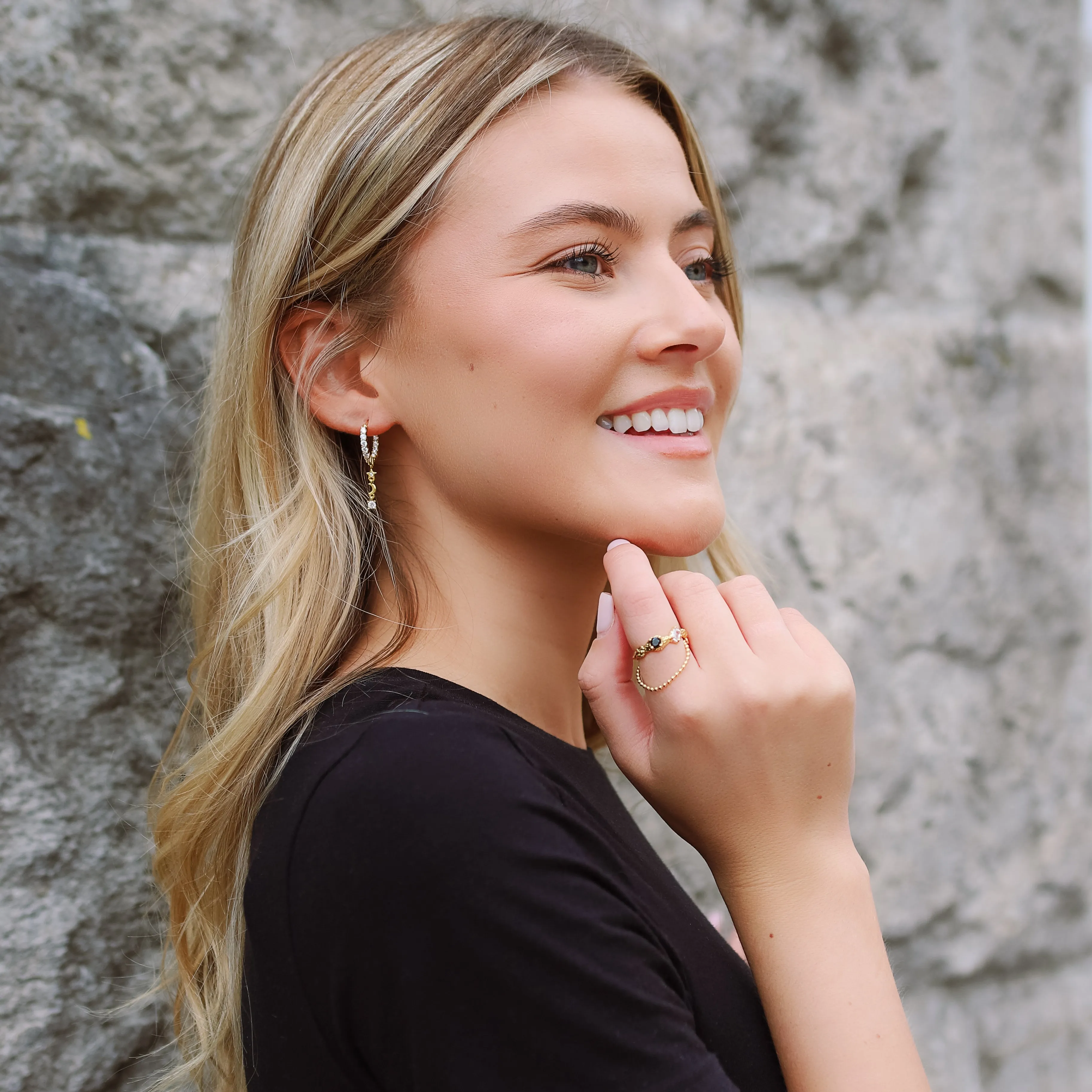 Sutton Hammered Chain Layer Ring | 18K Gold Plated