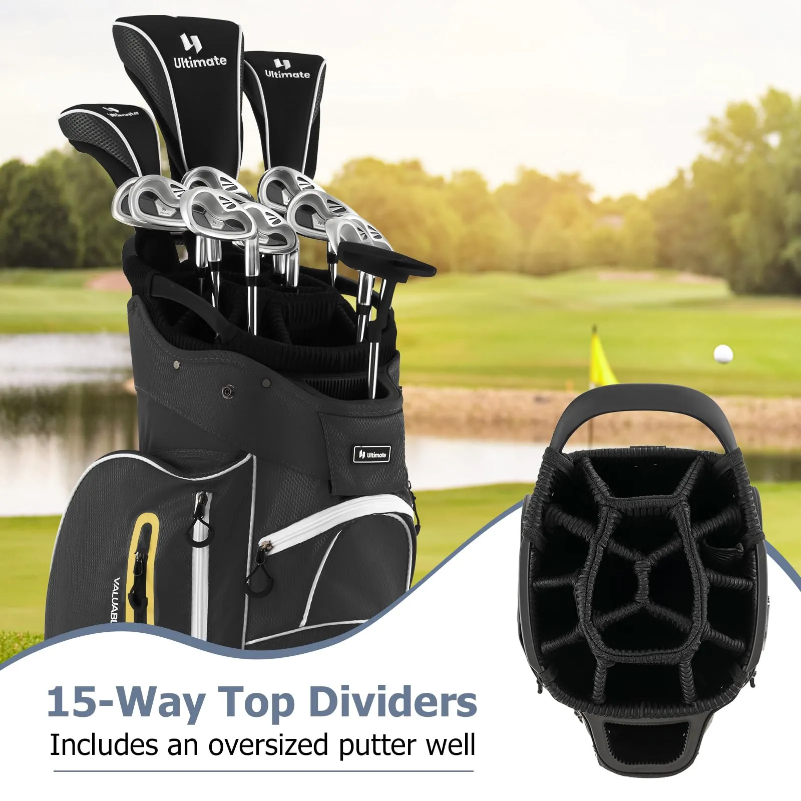 Tangkula Golf Cart Bag with 15 Way Top Dividers, Portable Golf Carry Bag for Men & Women