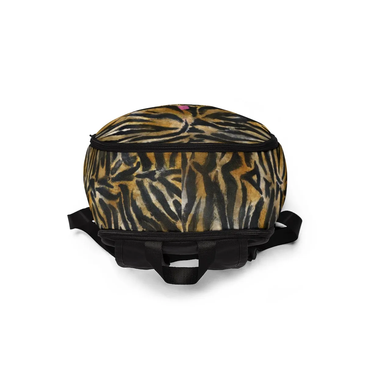 Tiger Stripe Backpack, Tiger Stripes Print Animal Skin Unisex Large Size Waterproof Fabric Designer Backpack