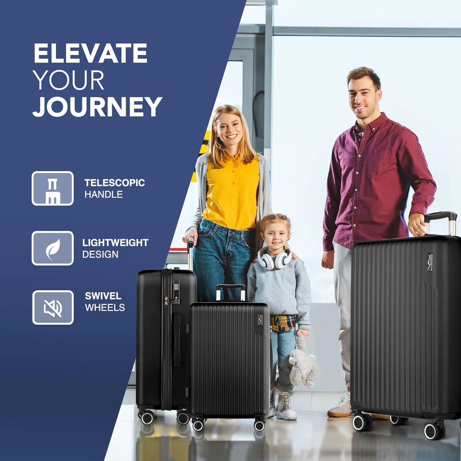 Vacay 3pc Suitcase Set in Black
