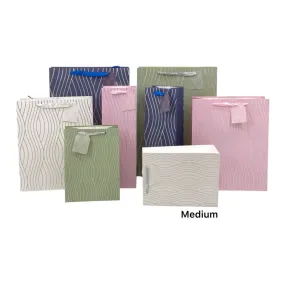 Vertical Wave Foiled Medium Gift Bag - 24cm x 18cm x 10cm